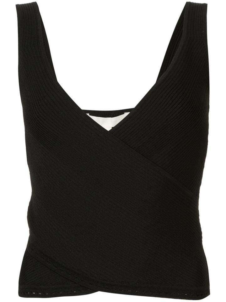 Jonathan Simkhai Ribbed Wrap Tank Top - Black