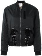 Steve J & Yoni P Tie-up Detailing Bomber Jacket, Women's, Size: Medium, Black, Acrylic/nylon/polyester/wool