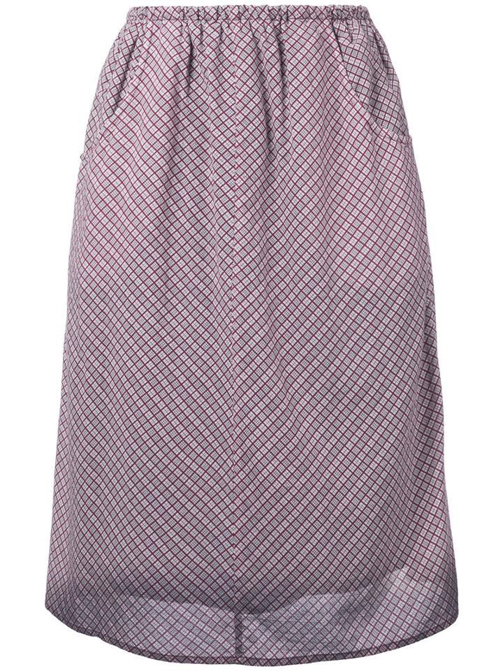 Caramel - Gathered Checked Skirt - Women - Cotton/viscose - 8, Red, Cotton/viscose