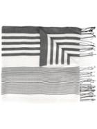 Twin-set Woven Stripe Scarf, Women's, Grey, Viscose