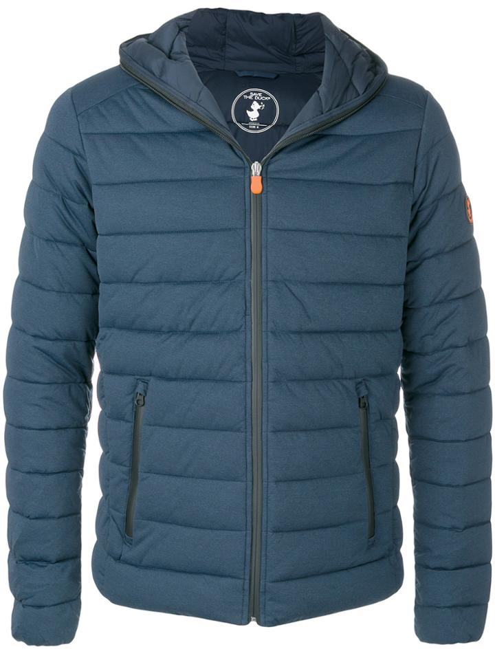 Save The Duck Quilted Hooded Jacket - Blue