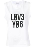 Red Valentino Love You Encrypted Love Notes Printed Jersey Top - White