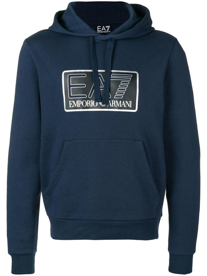 Ea7 Emporio Armani Logo Basic Hoodie - Blue