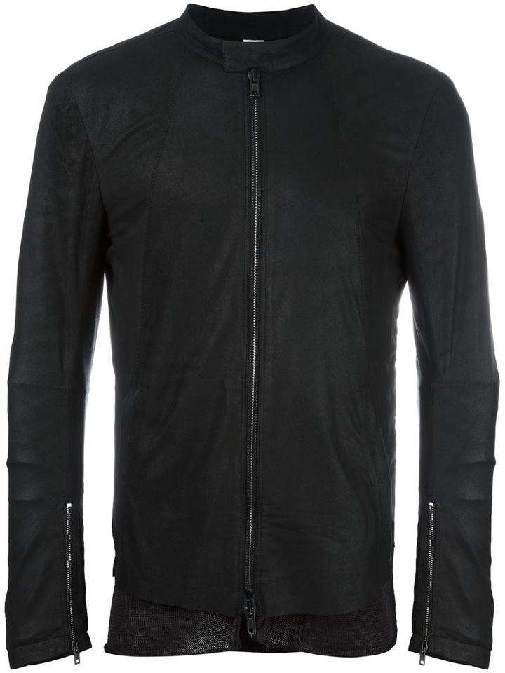 Isabel Benenato Zipped Leather Jacket, Men's, Size: 46, Black, Leather/acetate/cupro