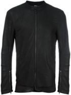 Isabel Benenato Zipped Leather Jacket, Men's, Size: 46, Black, Leather/acetate/cupro