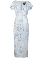 Marchesa Notte Floral Fitted Dress - Blue