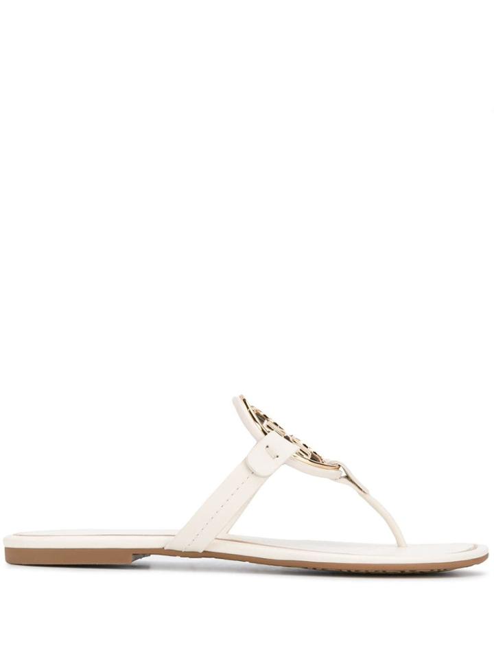 Tory Burch Logo Plaque Sandals - Neutrals