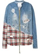 Greg Lauren Oversized Distressed Bomber Jacket - Yellow