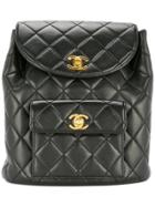 Chanel Vintage Cc Chain Backpack Bag - Black