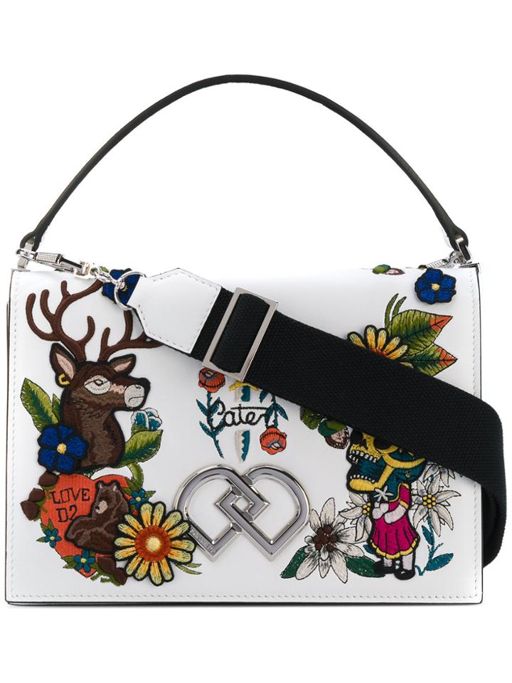 Dsquared2 Embroidered Dd Crossbody Bag - White