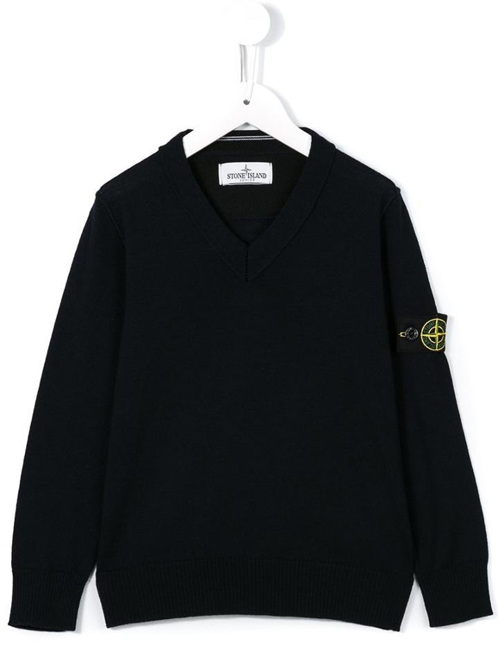 Stone Island Kids V-neck Jumper, Boy's, Size: 8 Yrs, Blue