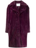 Stand Faux-fur Coat - Pink