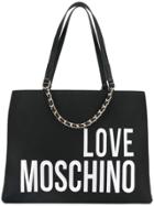 Love Moschino Logo Embroidered Tote - Black