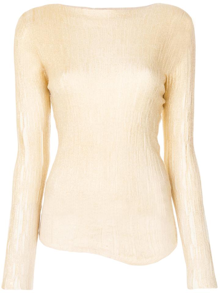 Avant Toi Fitted Embroidered Top - Nude & Neutrals