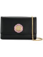 Salvatore Ferragamo Enamelled Flower Shoulder Bag - Black