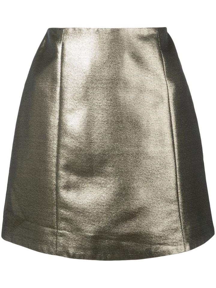 Alexa Chung Metallic Mini Skirt - Gold