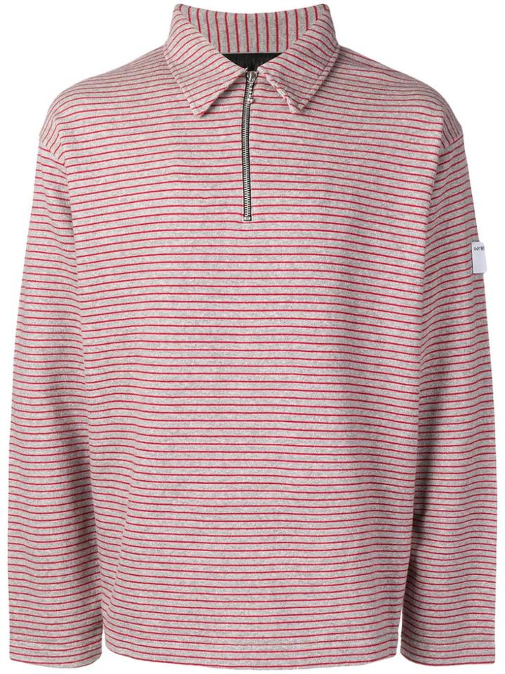 Martine Rose Striped Zip Polo Jumper - Grey