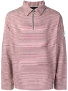 Martine Rose Striped Zip Polo Jumper - Grey