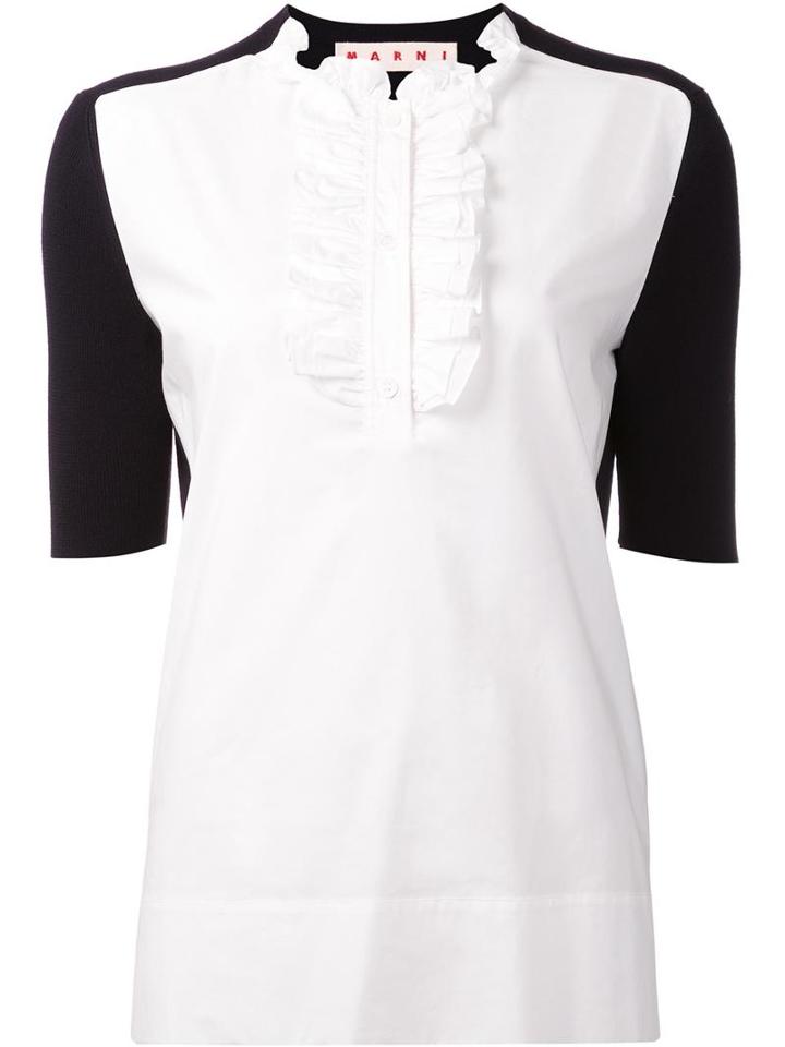 Marni Ruffled Neck Blouse, Women's, Size: 38, White, Cotton