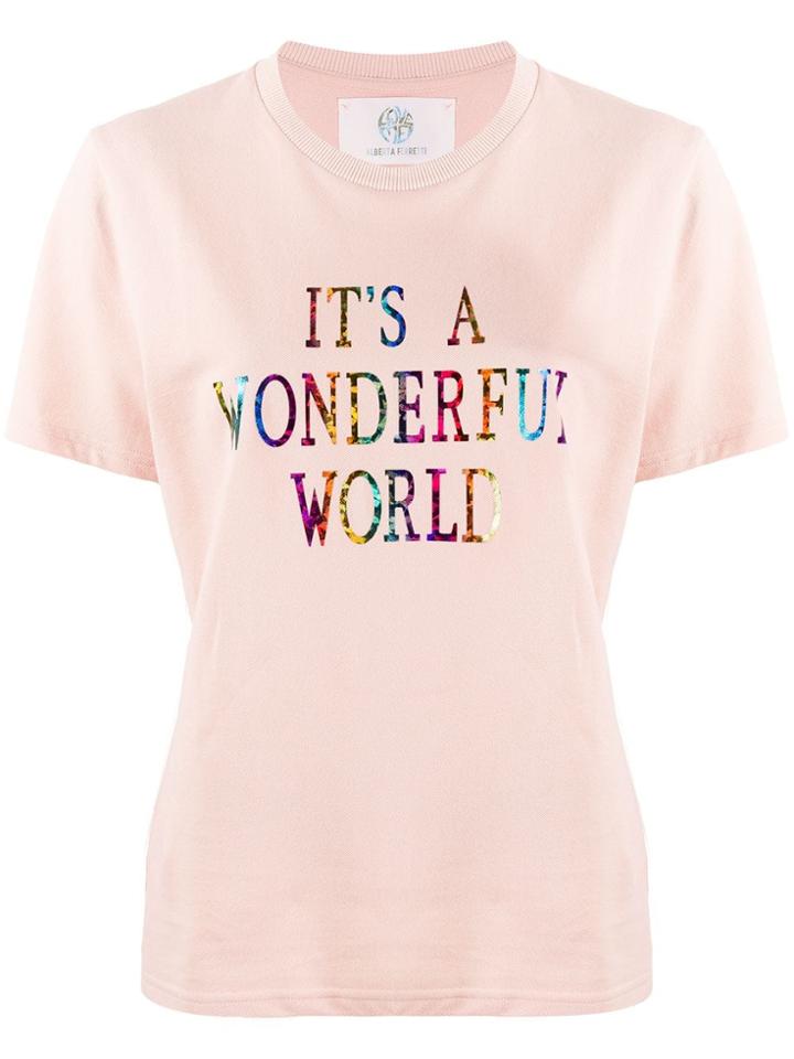 Alberta Ferretti Slogan Print T-shirt - Pink