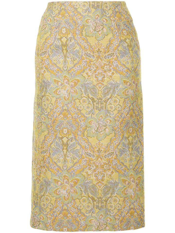 Cityshop Floral Pattern Midi Skirt - Yellow & Orange