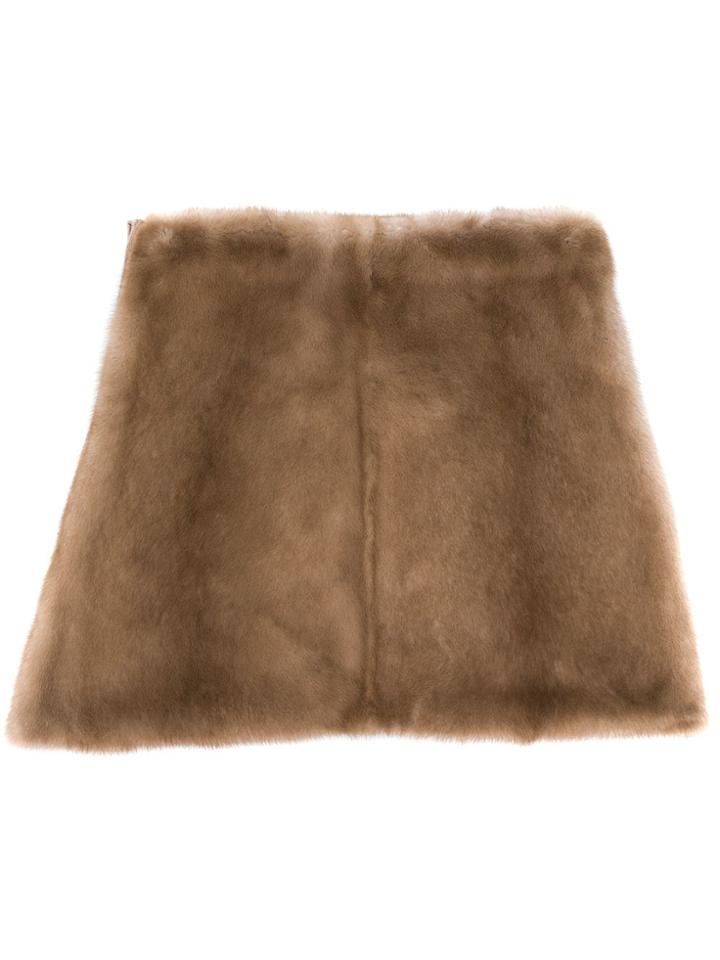 Max Mara Mink And Wool Slip-on Wrap - Brown