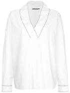 Bassike V-neck Blouse - White