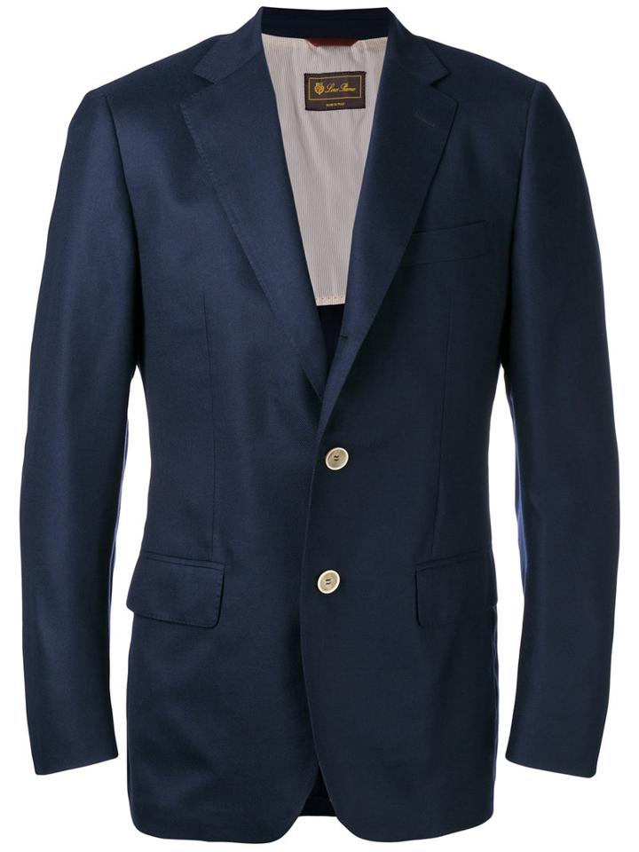 Loro Piana - Buttoned Blazer - Men - Silk/cupro/cashmere/goat Suede - 48, Blue, Silk/cupro/cashmere/goat Suede