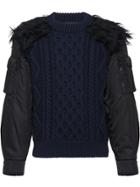 Prada Cablé Wool And Nylon Inserts Jumper - Blue