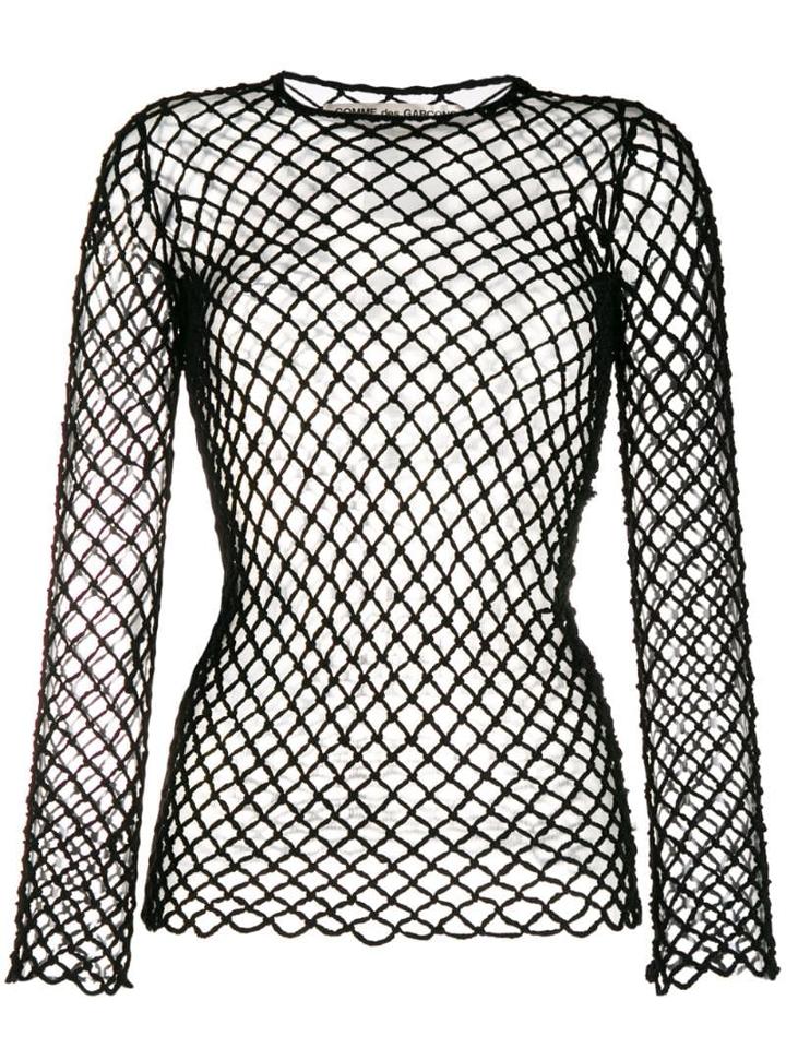 Comme Des Garçons Sheer Net Knitted Top - Black