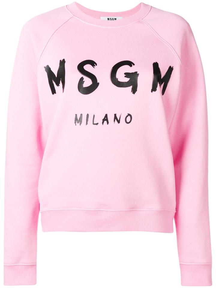 Msgm Logo Printed Sweatshirt - Pink & Purple
