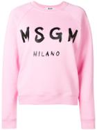 Msgm Logo Printed Sweatshirt - Pink & Purple