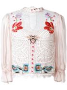 Temperley London Aura Lace Sleeved Blouse, Women's, Size: 10, Nude/neutrals, Silk/spandex/elastane/nylon