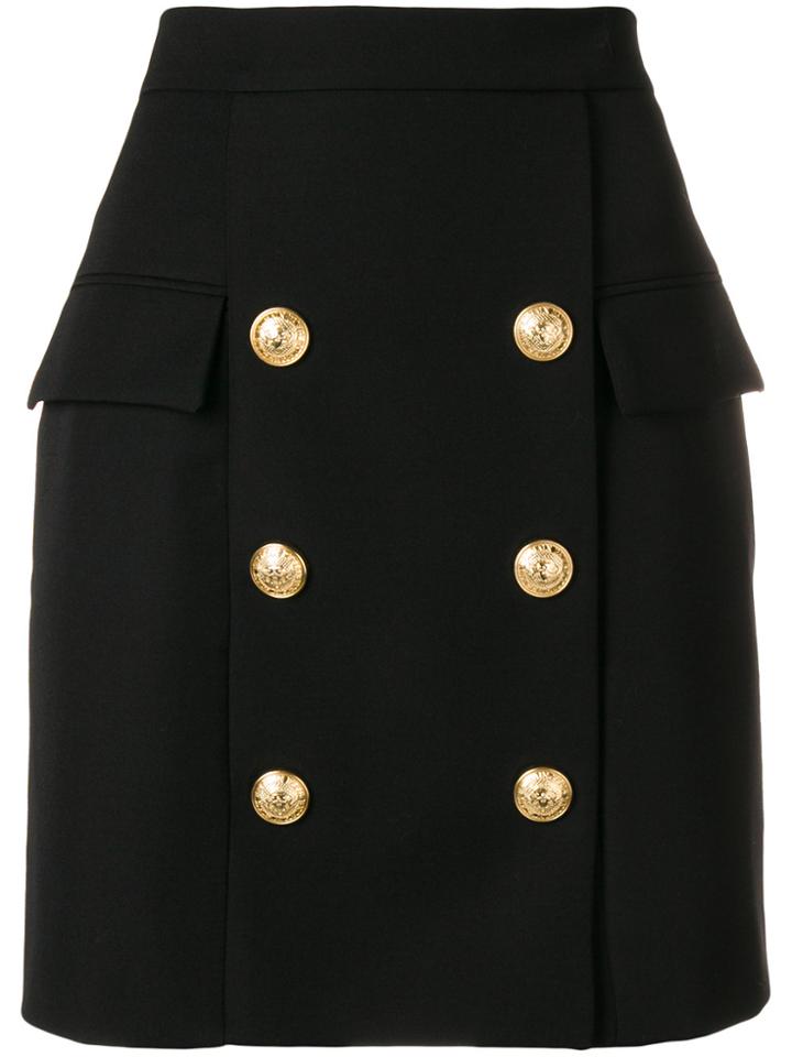 Balmain Button-embellished Skirt - Black