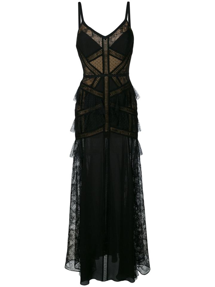 Elie Saab Lace Panel Tiered Gown - Black