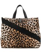 Prada Leopard Print Large Tote - Brown