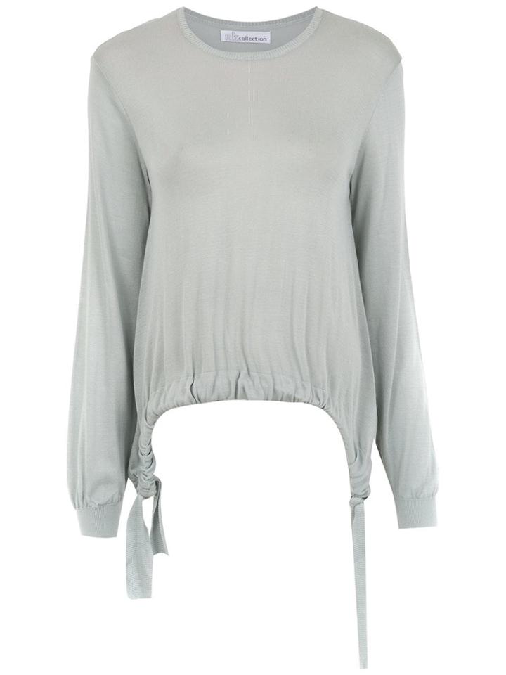 Nk Drawstring Knit Blouse - Grey