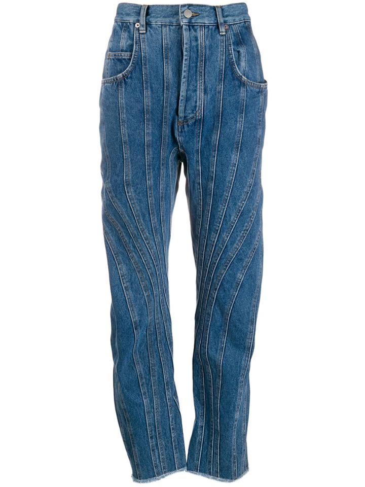 Mugler Panelled Stripe Jeans - Blue