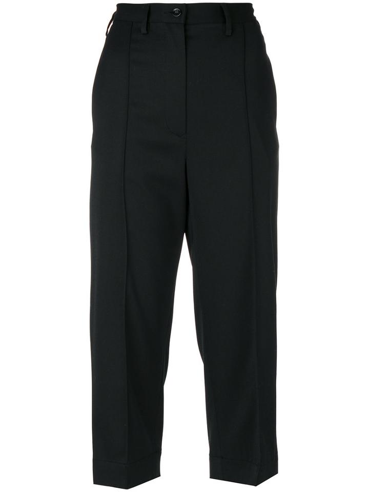 Mm6 Maison Margiela - Cropped Tailored Trousers - Women - Polyester/spandex/elastane/virgin Wool - 44, Black, Polyester/spandex/elastane/virgin Wool