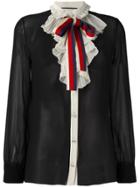 Gucci Web Bow Georgette Shirt - Black