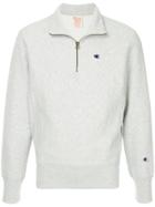 Champion Logo Embroidered Half Zip Sweatshirt - Grey