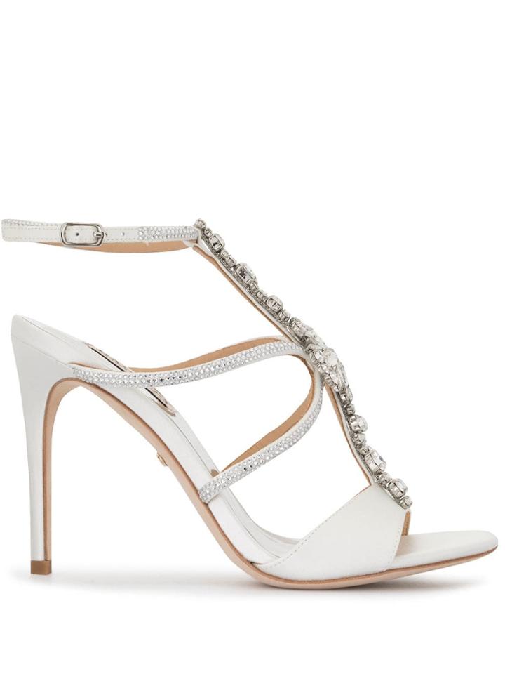 Badgley Mischka Crystal Embellished Faye Sandals - White