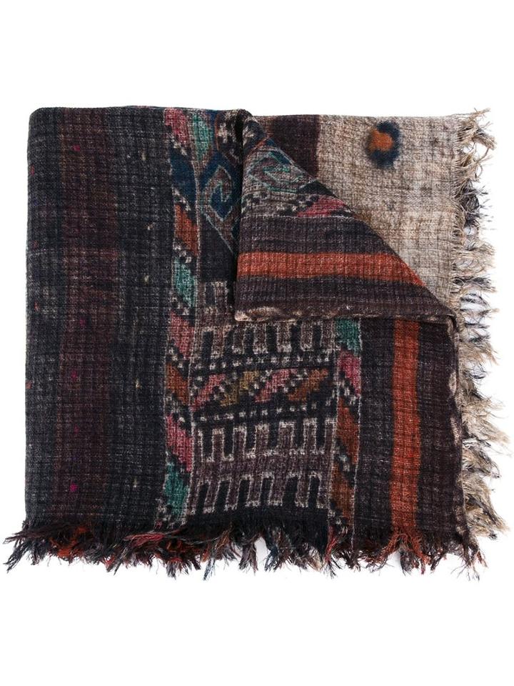 Pierre-louis Mascia Frayed Hem Printed Scarf, Women's, Silk/wool