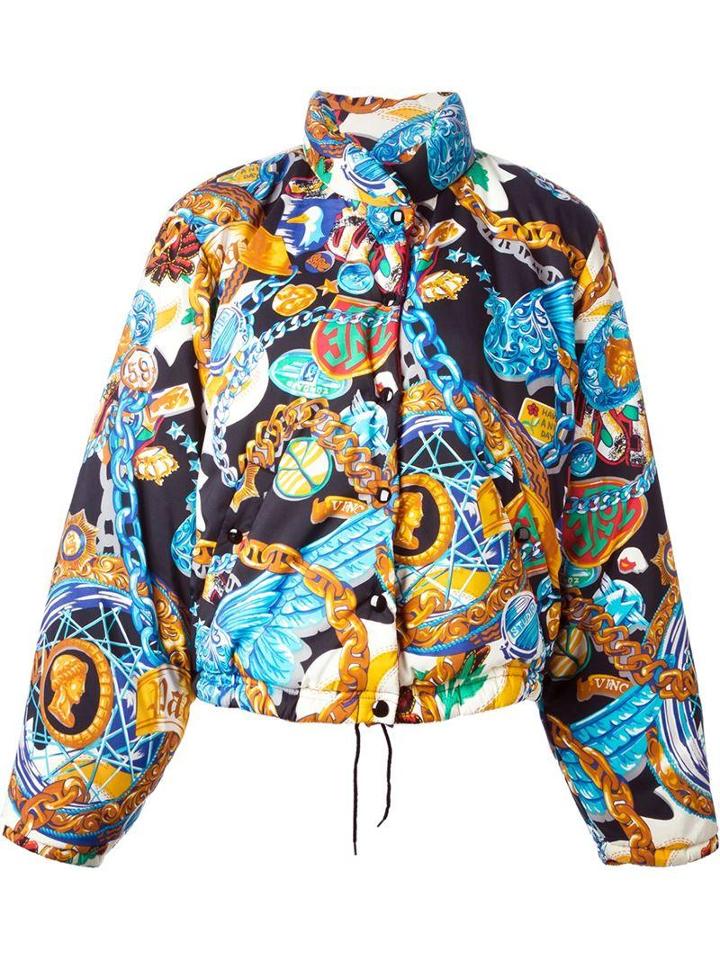 Kenzo Vintage 'chain And Kenzo Takada' Print Padded Jacket