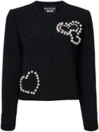 Boutique Moschino Pearled Hearts Jacket - Black