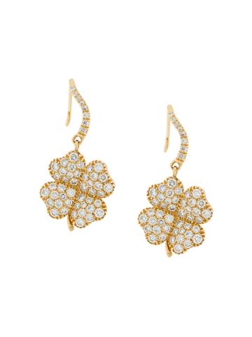 Aurelie Bidermann 18kt Gold Clover Diamond Earrings - Metallic