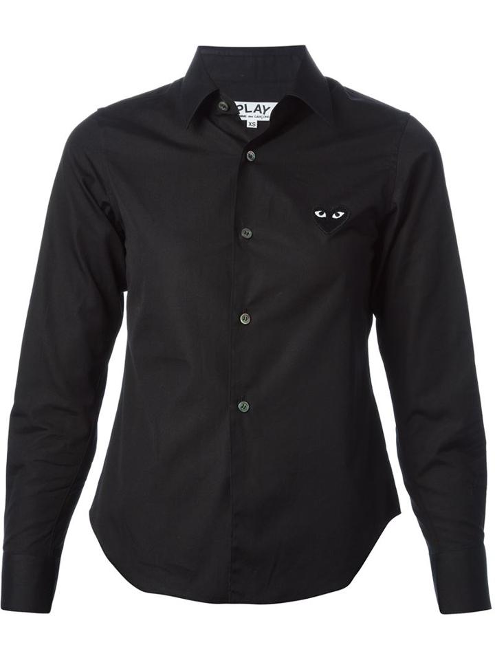 Comme Des Garçons Play Embroidered Heart Shirt, Women's, Size: Small, Black, Cotton