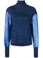 Cédric Charlier Lamé-panelled Sweater - Blue