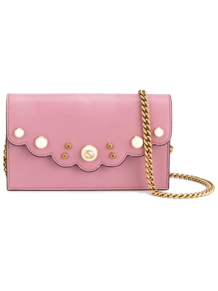 Gucci Embellished Chain Wallet, Women's, Pink/purple, Leather/metal