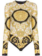 Versace Baroque Printed Fitted Bodysuit - Black